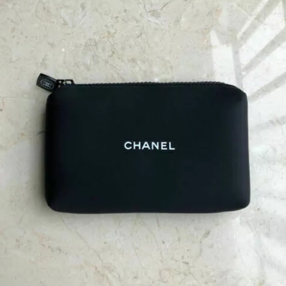 CHANEL neoprene cosmetic/make-up pouch